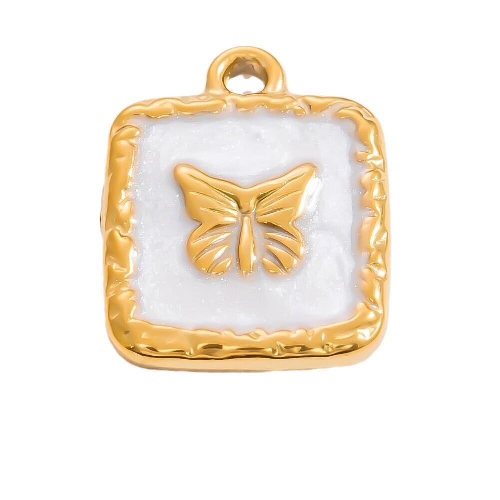 1 Piece Classic Series Retro Bow Knot Pattern Oil- Glazing Stainless Steel Waterproof Gold Color Women's Pendants h5 Picture8