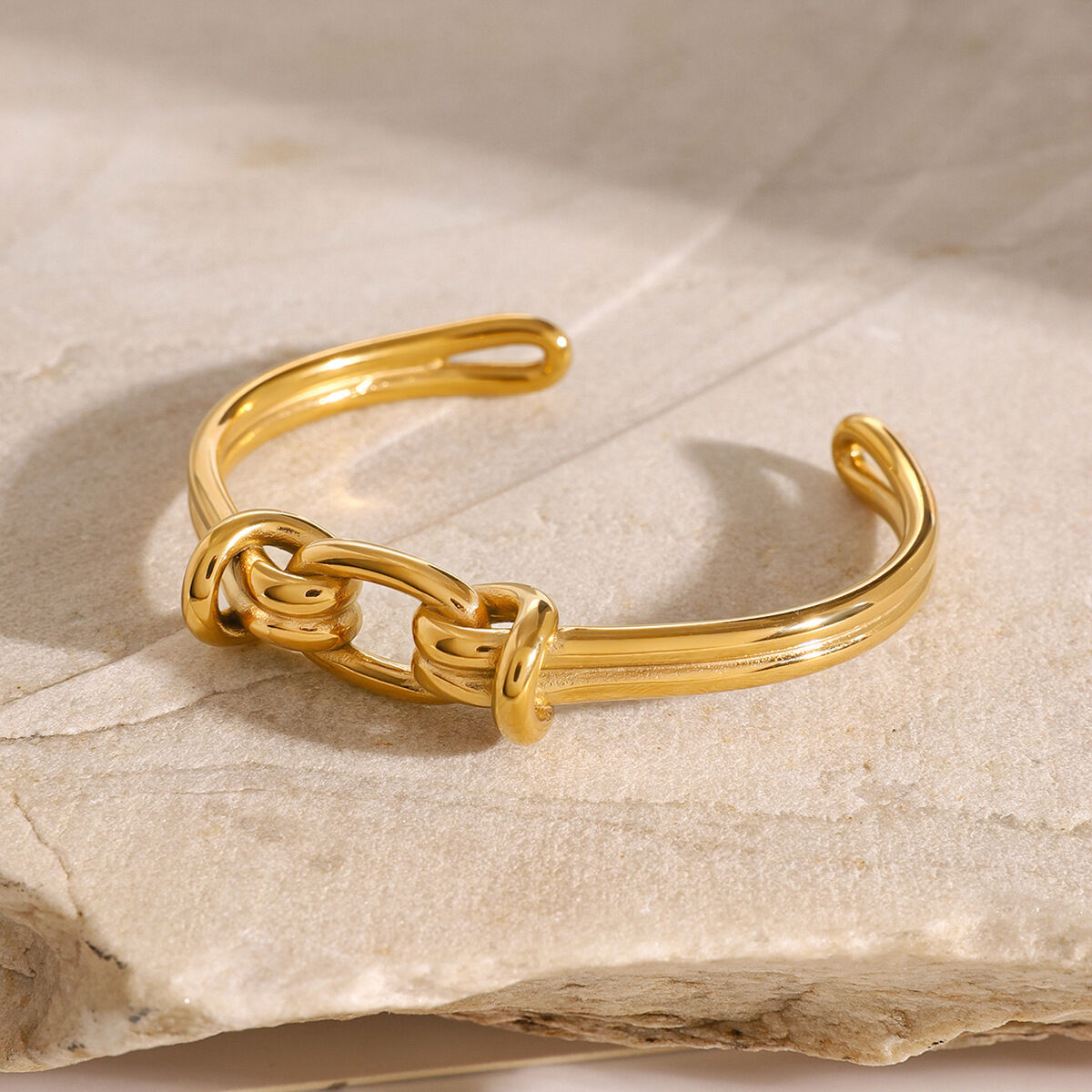1 stück simple series  style twist edelstahl  vergoldet damen armreifen