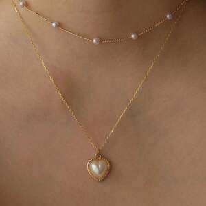 1 Piece Romantic Series Sweet Heart Shape Stainless Steel Waterproof Gold Color Women's Pendant Necklaces h5 Picture7
