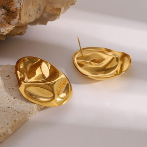 1 pair simple series simple solid color stainless steel gold plated women stud earrings h5 Picture3