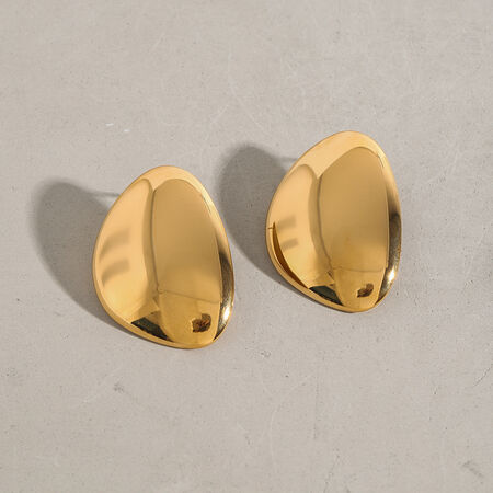 1 Pair Simple Series All-match Irregular Oval Stainless Steel Waterproof Gold Color Women's Stud Earrings