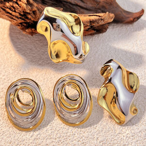 1 Paar einfache Serie Retro geometrische Edelstahl Gold Farbe Damen Ohrstecker h5 Bild3