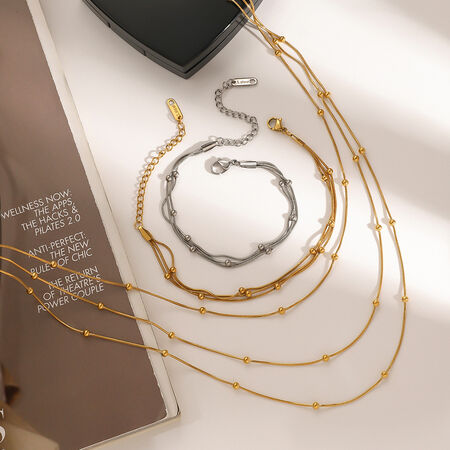 1 Piece Minimalist Series Daily Annular Line Stainless Steel Waterproof Gold Color Women's Chain Bracelets 2