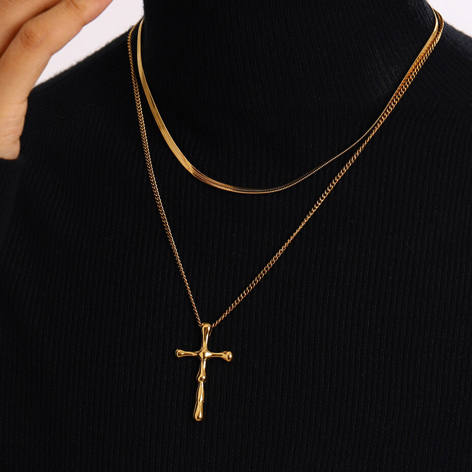 1 piece simple series cross stainless steel gold plated women pendant necklaces h5Picture5