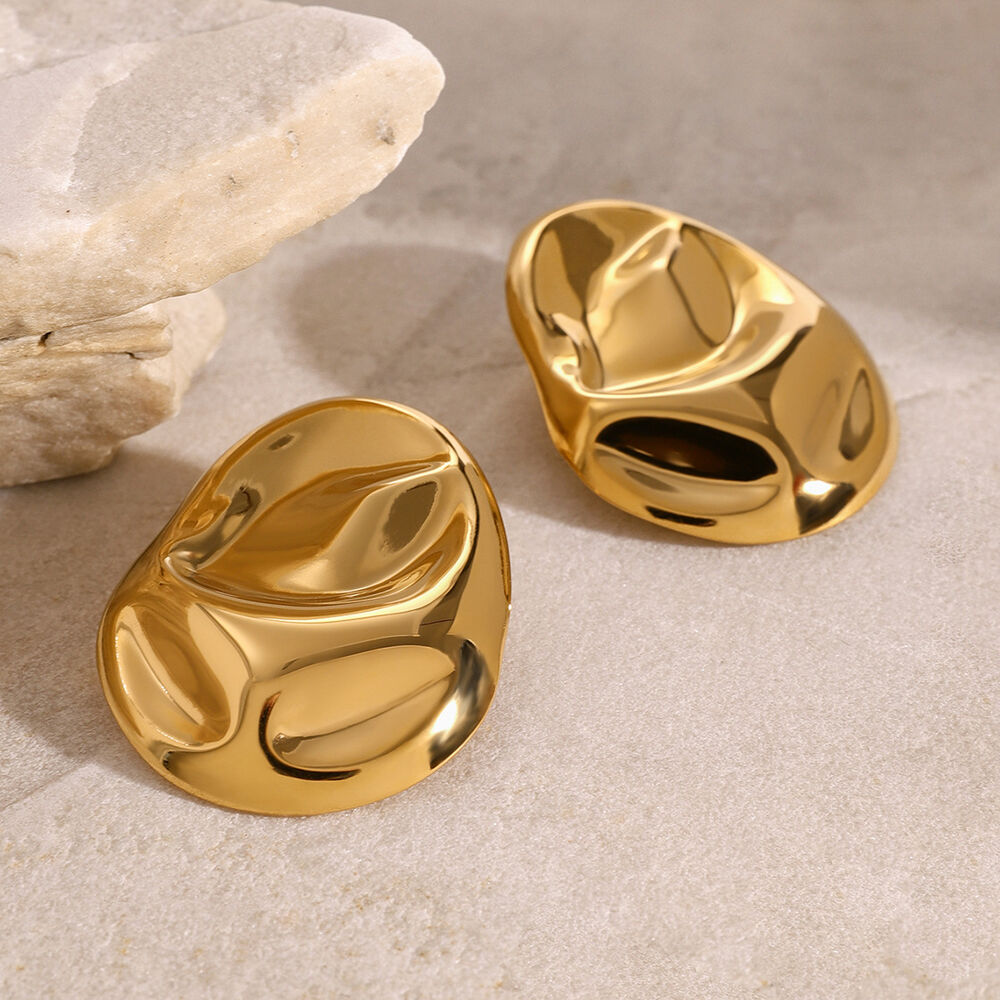 1 pair simple series simple solid color stainless steel gold plated women stud earrings h5Picture4