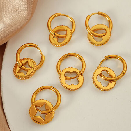 1 paar simple series simple heart roestvrij staal verguld dames oorbellen