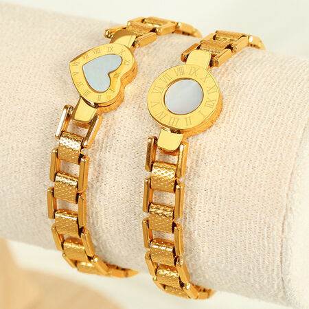 1 piece simple series retro heart stainless steel gold plated shell women charm bracelets