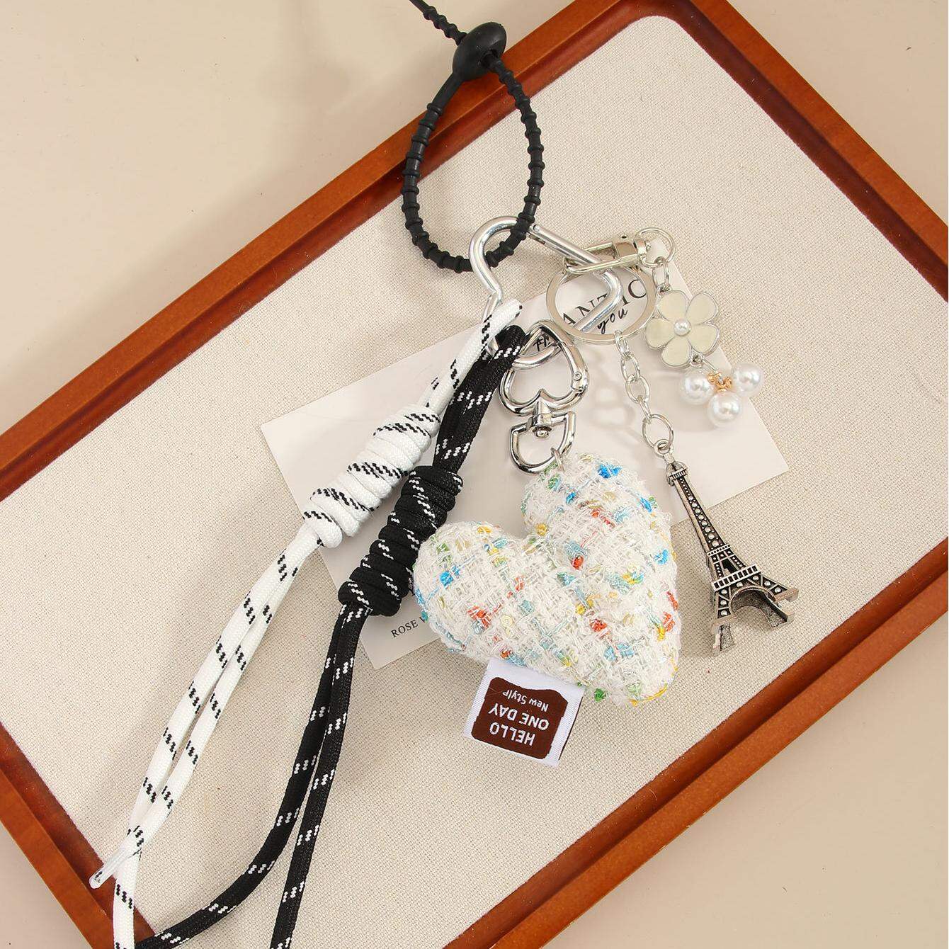 1 breloque de sac pour femme en rayonne, série romantique, élégante, en forme de cœur h5 Image7