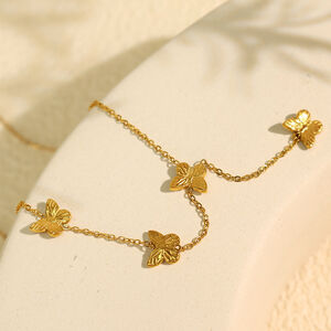 Collar con colgante de acero inoxidable chapado en oro de 18 quilates para mujer, serie simple, con diseño de animales dulces h5 Imagen3