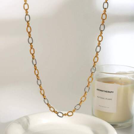 1 Piece Modern Series Sophisticated Chain Stainless Steel Waterproof Gold & Silver Color Women's Chain Necklaces