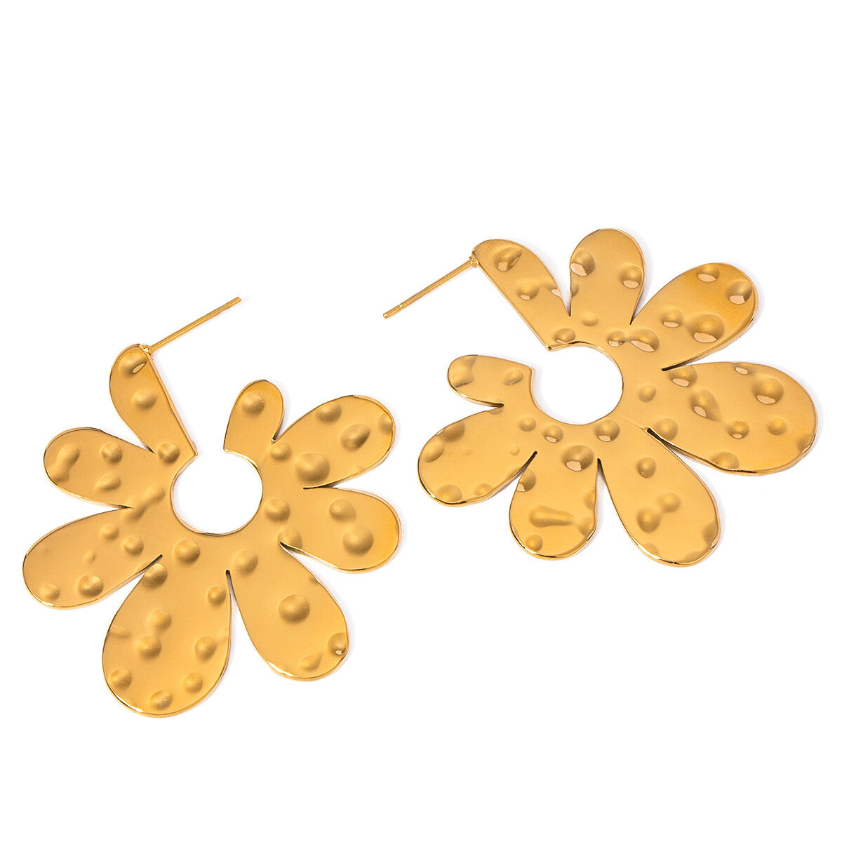 1 par de pendientes colgantes de acero inoxidable chapados en oro de 18 quilates con diseño de flores retro de la serie clásica para mujer h5 Imagen4