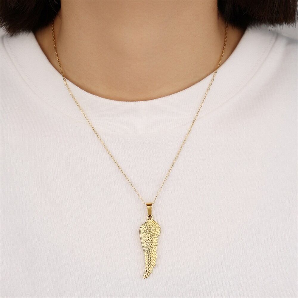 collier pendentif unisexe en acier inoxydable plaqué or , série simple, motif animal simple, 1 pièce h5 Image4