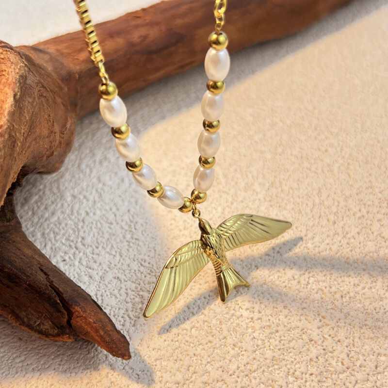 1 Piece Bird Stainless Steel Waterproof Gold Color Women's Pendant Necklaces h5 Picture3