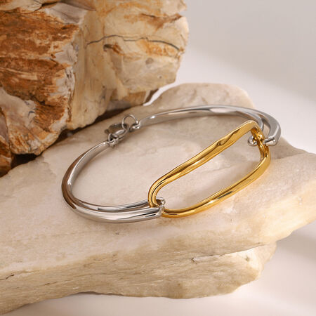 1 piece simple series annular stainless steel gold plated women bangles 2