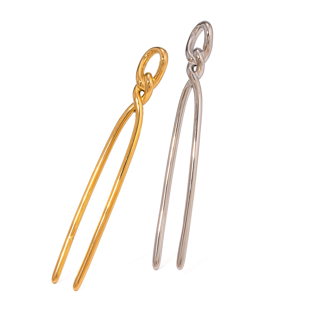 1 paio di fermagli per capelli da donna Simple Series Daily Twist in acciaio inossidabile placcato oro 18K Immagine6