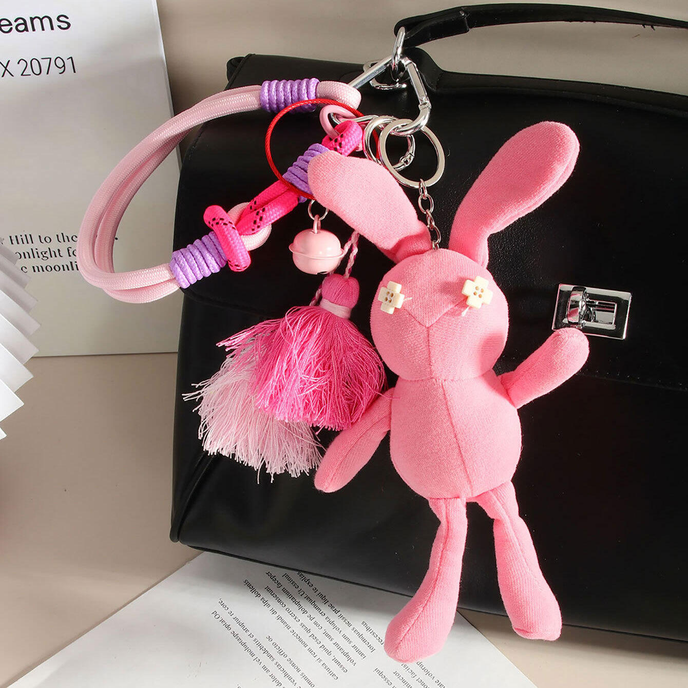 1 Piece Vivid Series Stylish Cute Pink Rabbit Doll Rayon Women's Bag Charms