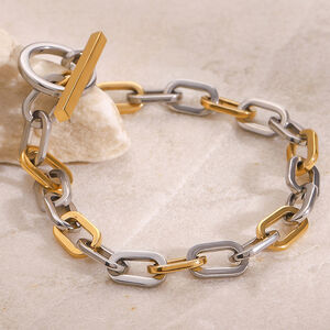 1 pezzo semplice serie giornaliera anulare in acciaio inossidabile placcato oro 18K donne catena bracciali h5 Immagine6