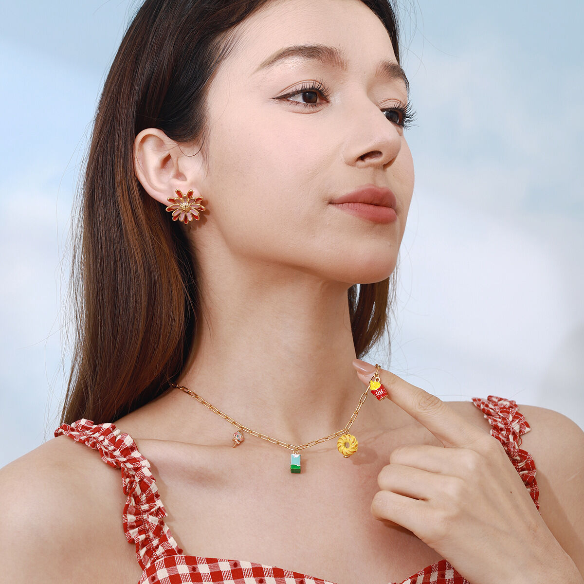 1 Pair Luxurious Series Chic Daisy Oil Drip Technique Stainless Steel Waterproof Gold Color Women's Stud Earrings 2