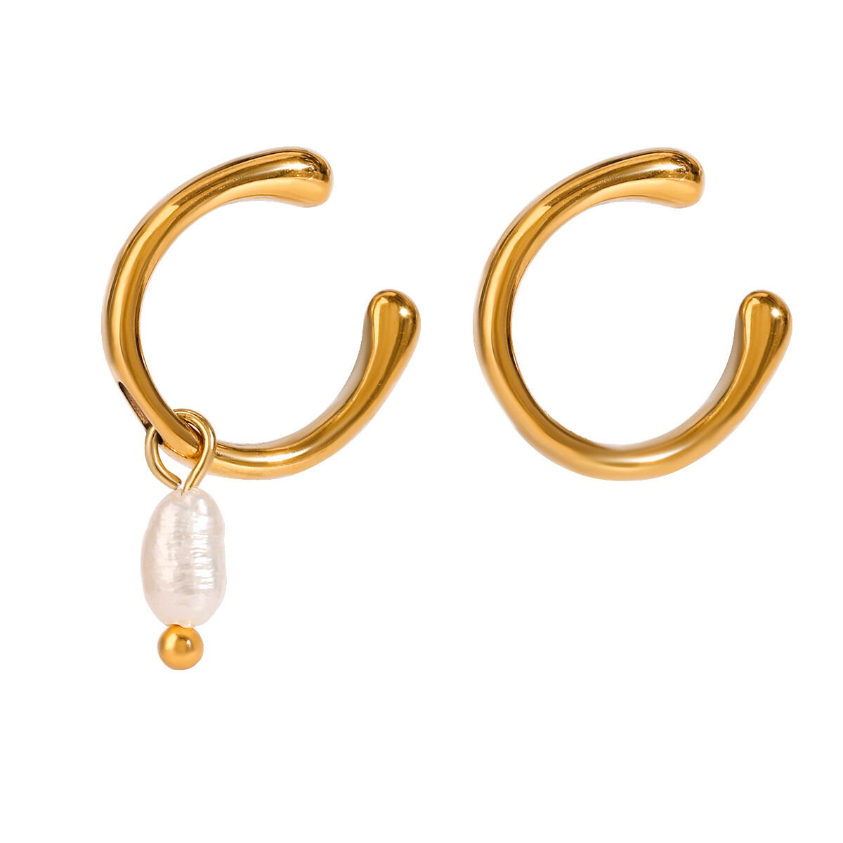 1 Pair Romantic Series French Retro Annular Exquisite Stainless Steel Waterproof Gold Color Women's Ear Cuffs Picture6