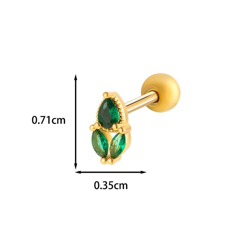 1 pieza de pendientes de perforación con gota de cobre y circonita para mujer Imagen2