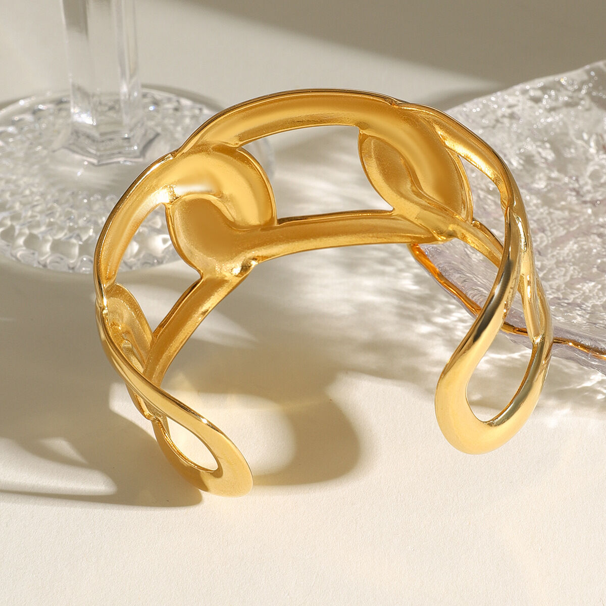 1 Piece Solid Color Stainless Steel Waterproof Cuff Bracelet Picture4