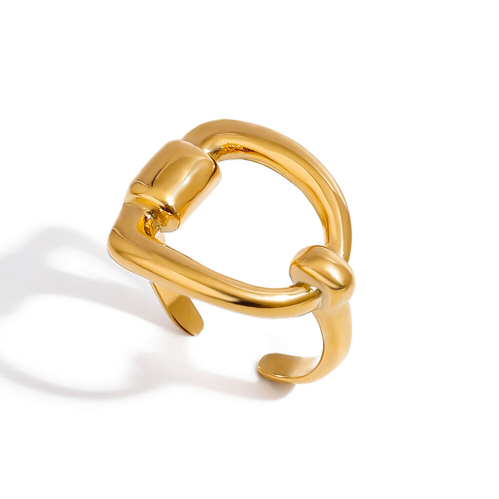 1 Stück Minimalistische Serie Schicker unregelmäßiger Ring aus Edelstahl Wasserdicht Goldfarben Verstellbare Damenringe h5Bild3