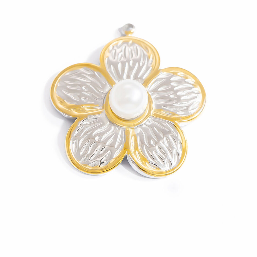 1 Piece Trendy Series Classic Flower Shape Stainless Steel Waterproof Gold & Silver Mixed Color Women's Pendants Picture6
