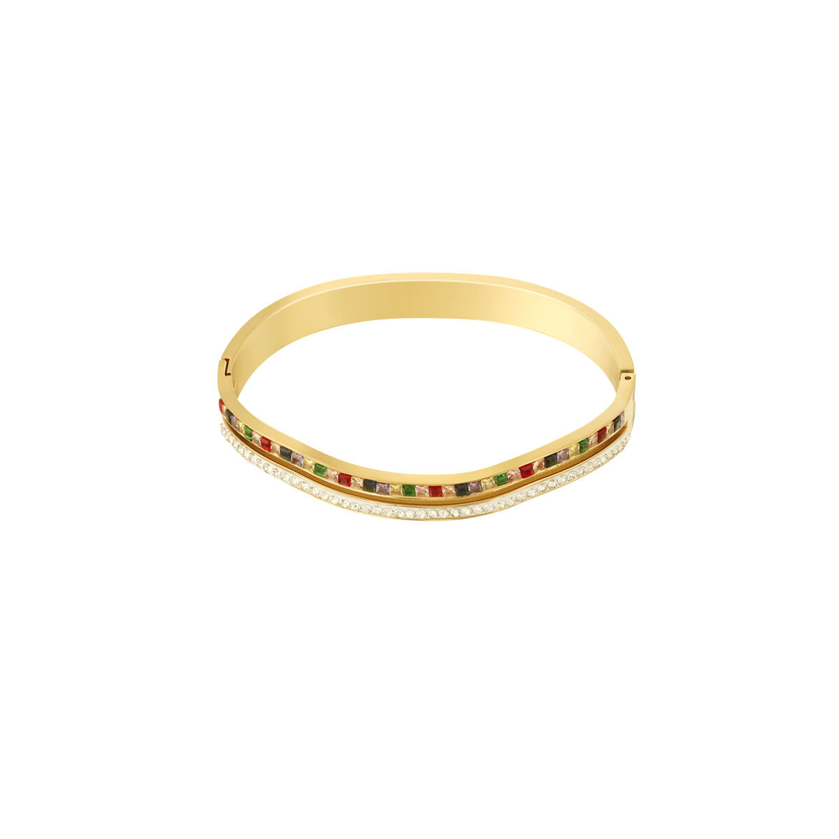 Braccialetti da donna color oro impermeabili in acciaio inossidabile con curve di colore misto, serie Dazzling, 1 pezzo h5 Immagine4