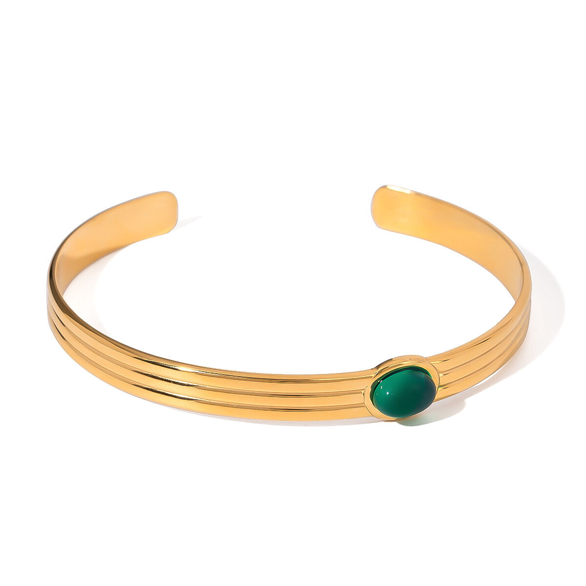 1 stuk stijlvolle retro geometrische roestvrijstalen waterdichte armband met goudkleurige natuursteen voor dames h5 Afbeelding6