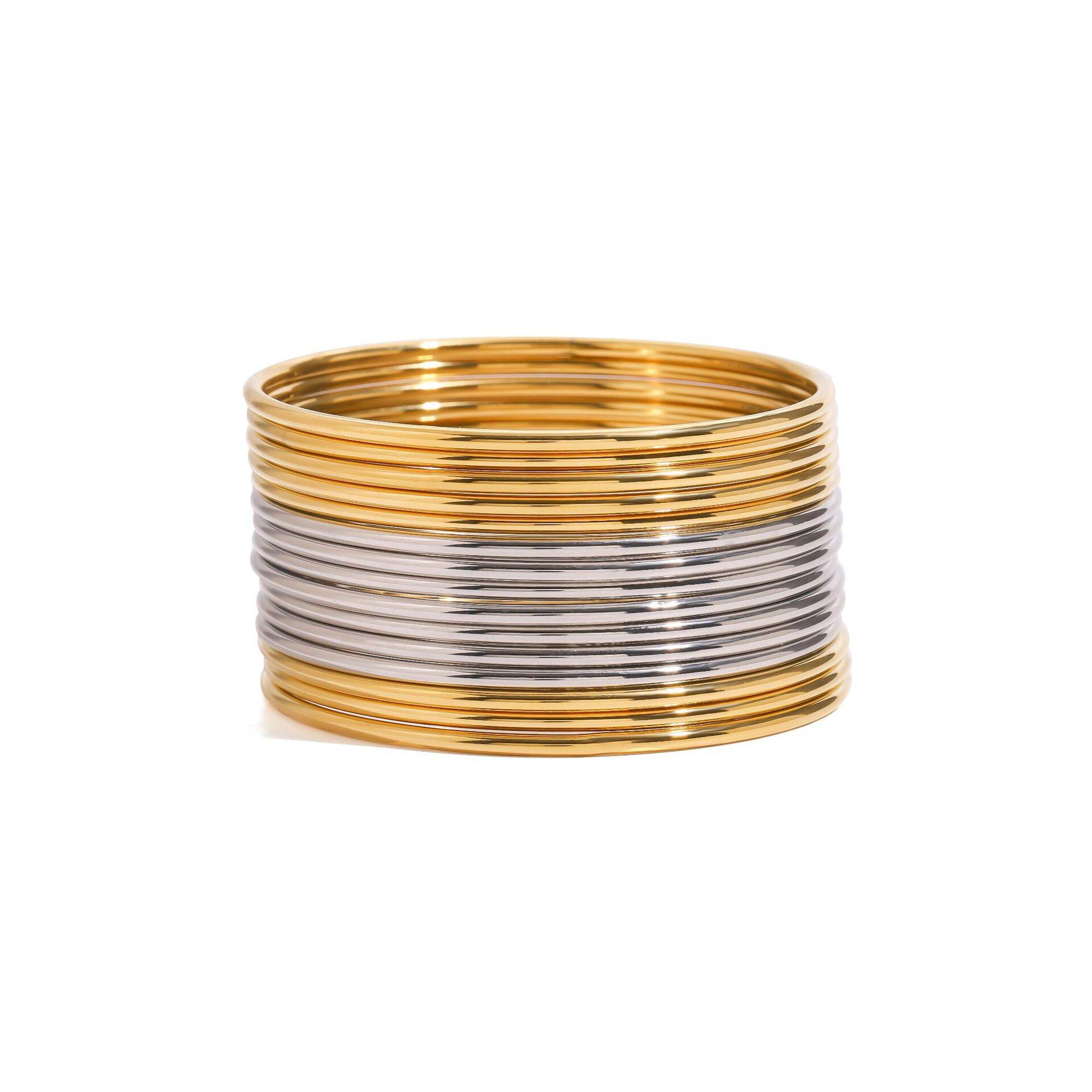 1 pezzo semplice serie semplice anulare in acciaio inossidabile placcato oro 18K braccialetti da donna h5 Immagine9