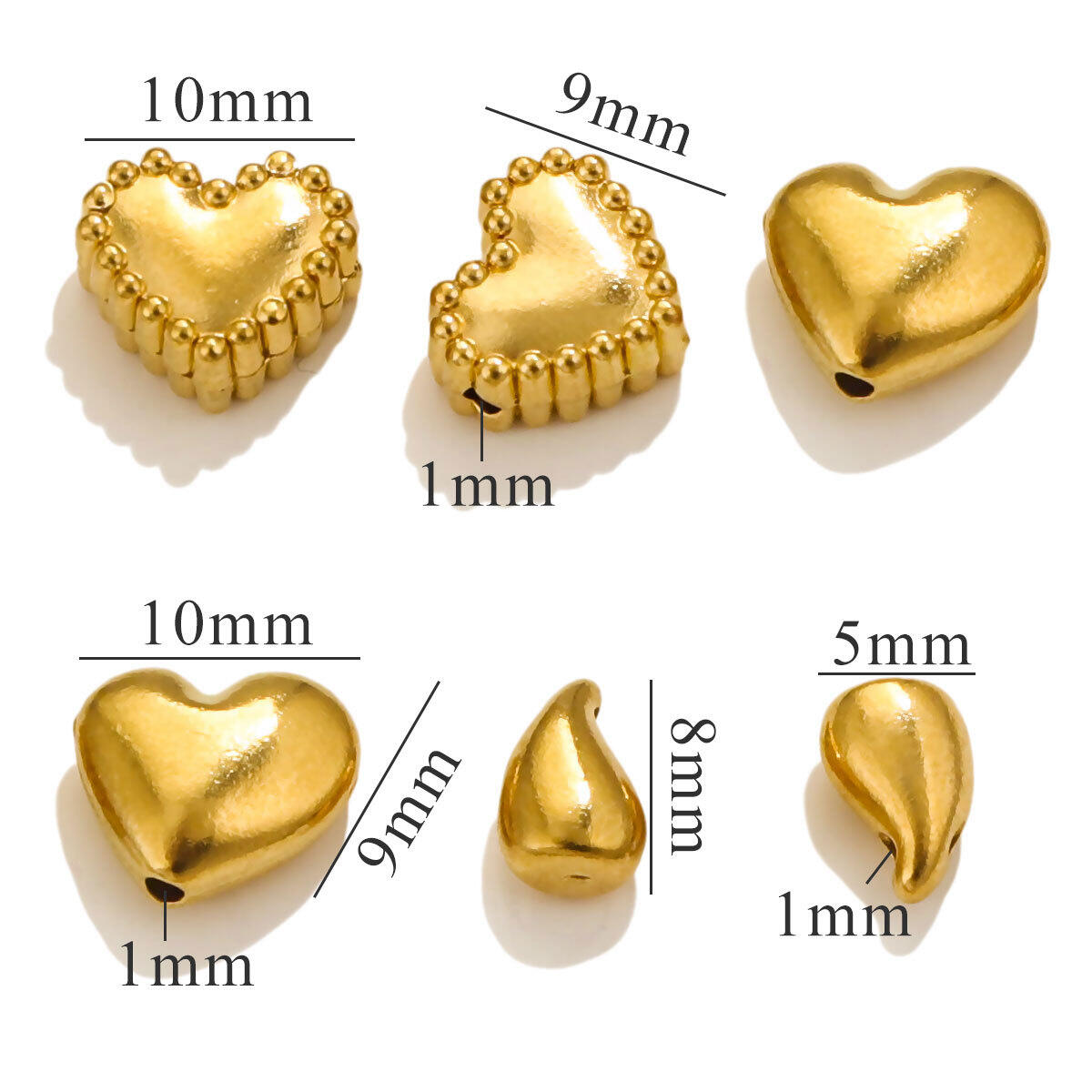 1 paio di pendenti da donna in acciaio inossidabile placcato oro  con cuore semplice della serie semplice h5 Immagine4