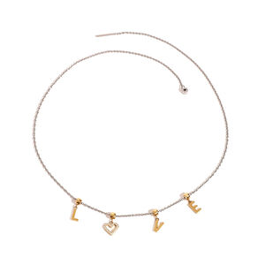 collier avec pendentif en acier inoxydable plaqué or et strass pour femme, série simple, lettre simple h5 Image5