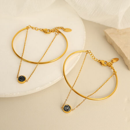 1 piece simple series simple geometric stainless steel gold plated women charm bracelets 2
