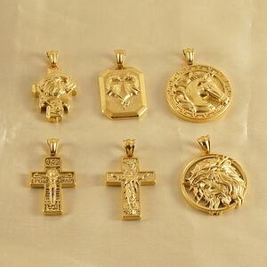 1 Pair 3D Embossed Priest Pendant Unisex Men's Necklace h5 Picture3
