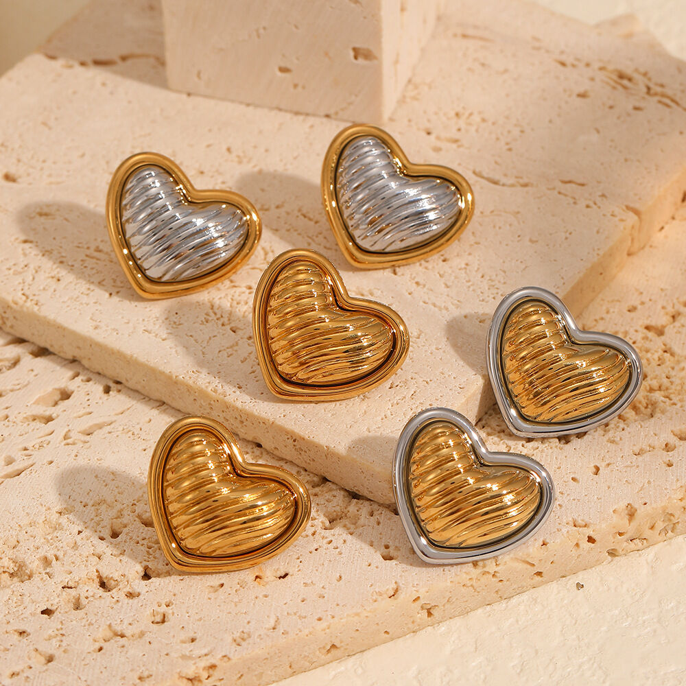 1 paire de boucles d'oreilles à tige en acier inoxydable plaqué or  pour femme, série simple, haut de gamme h5 Image3