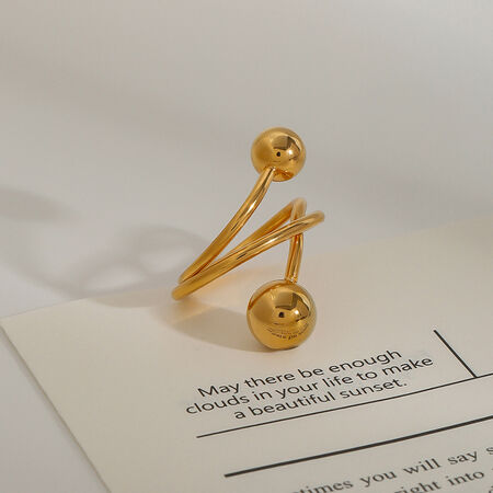 1 Piece Attractive Series Designable Twist Line Stainless Steel Waterproof Gold Color Women's Single Rings 2