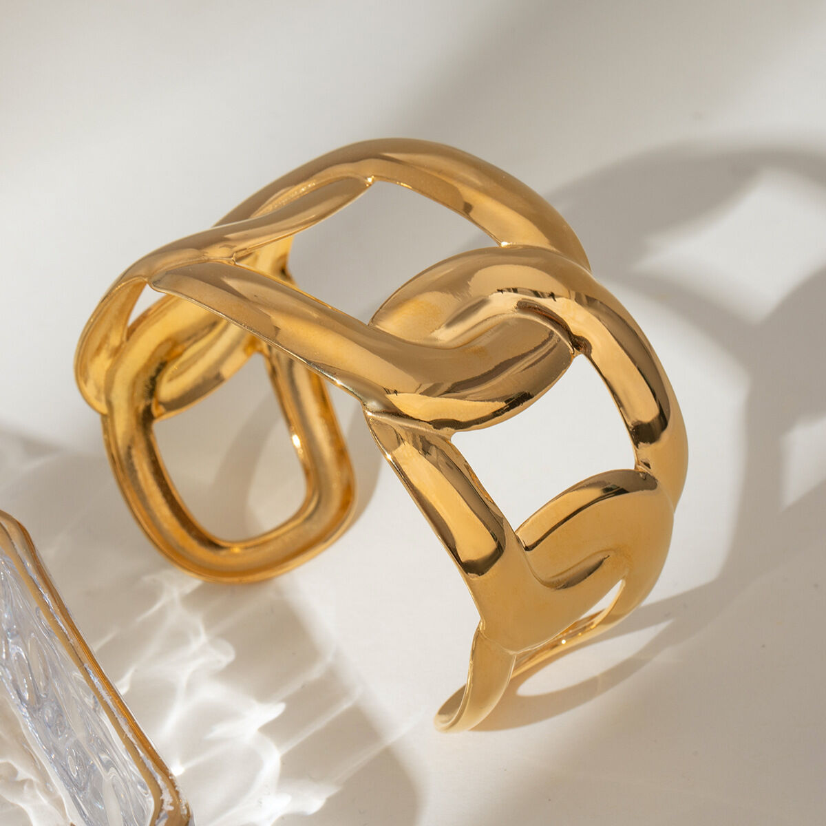 1 Piece Solid Color Stainless Steel Waterproof Cuff Bracelet Picture5