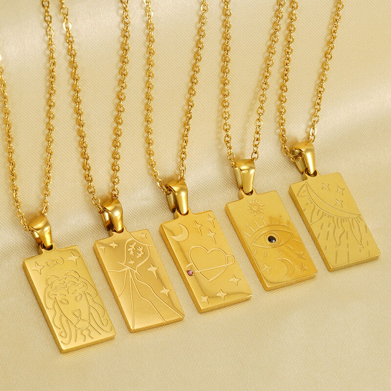 1 pezzo classico serie retrò sole/luna titanio acciaio placcato oro 18k unisex ciondolo collane