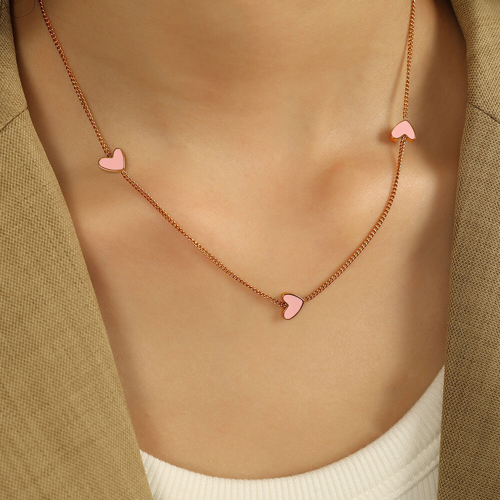 1 pezzo semplice serie cuore semplice acciaio inossidabile placcato oro 18K collane con ciondolo da donna h5 Immagine5