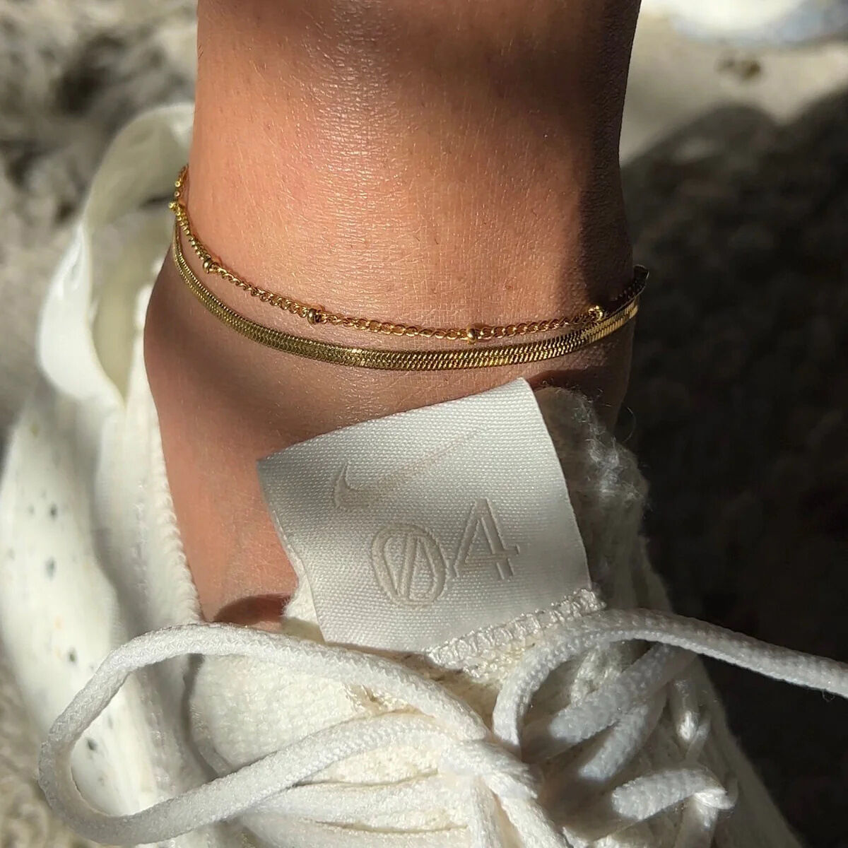 Cavigliere a strati da donna color oro impermeabile in acciaio inossidabile da 1 pezzo