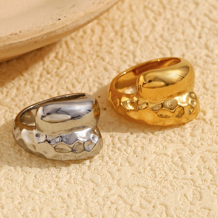 Anillos Individuales Para Mujer De Acero Inoxidable, Resistentes Al Agua, De Color Dorado, De La Serie Simple, De 1 Pieza, Con Giro Diario