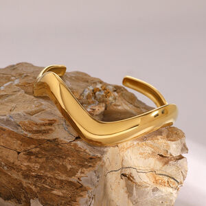 1 stuk eenvoudige serie eenvoudige effen kleur roestvrij staal vergulde damesarmbanden h5 Afbeelding4