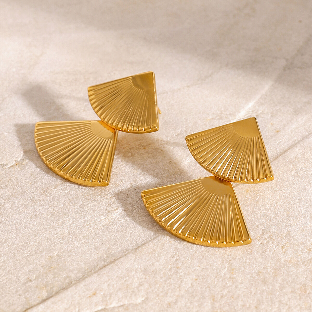 1 paar simple series  style geometrischer edelstahl 18 karat vergoldete damen-tropfenohrringe Bild4