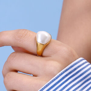1 Piece Classic Series Graceful Irregular Circle Stainless Steel Waterproof Gold Color Women's Single Rings h5 Picture9