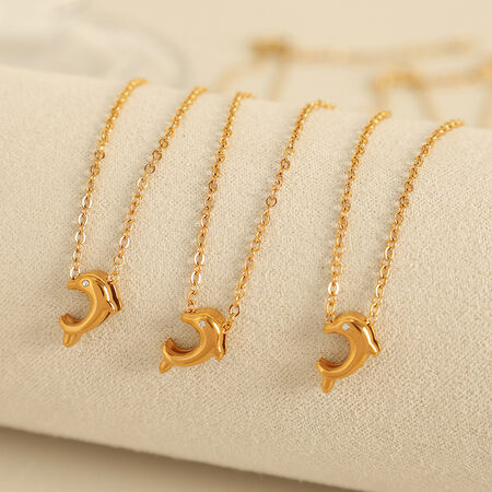 1 Stück Simple Series Natürliche Tier Titan Stahl Gold Farbe Damen Anhänger Halsketten