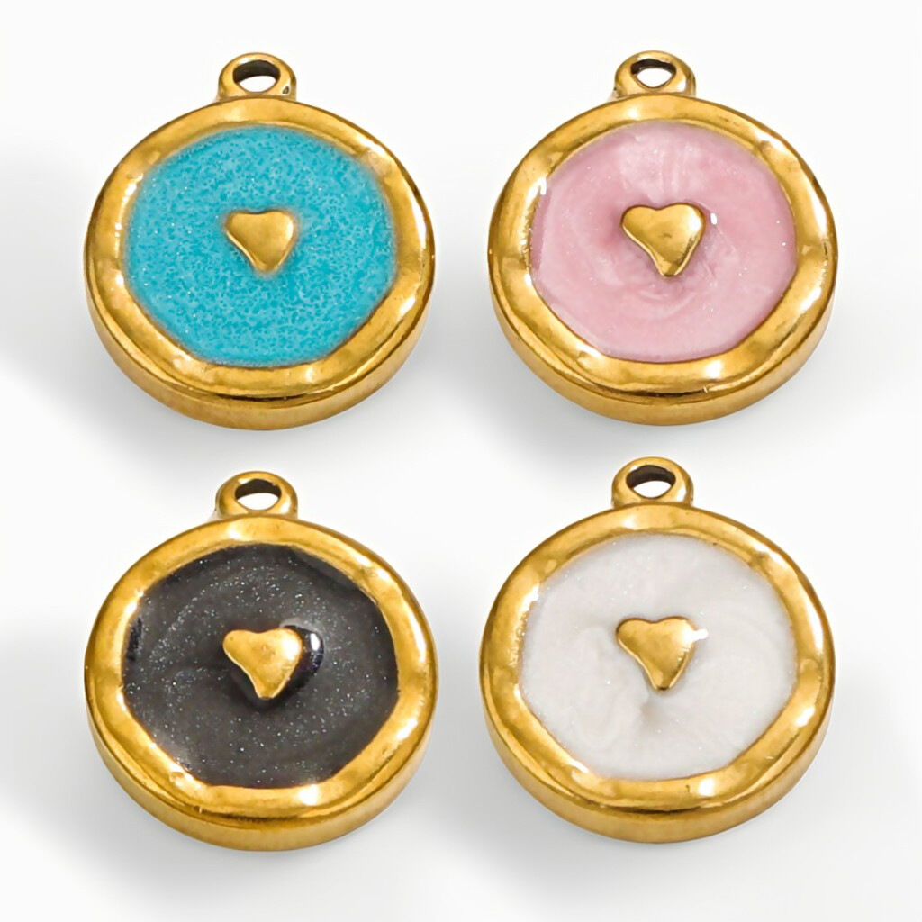 1 paio di pendenti da donna placcati in oro  con cuore retrò della serie semplice h5 Immagine5