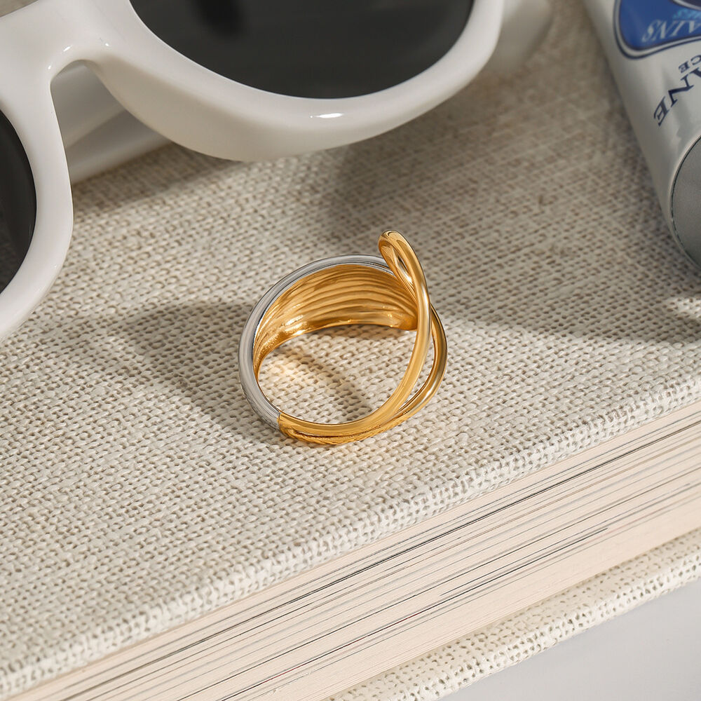 1 Piece Modern Series Designable Oval Shape Stainless Steel Waterproof Gold Color Women's Single Rings Picture4