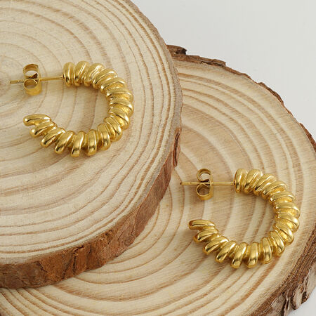 1 paio di orecchini a bottone da donna in acciaio inossidabile placcato oro , serie semplice, modello simple twist 2