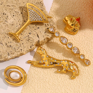 1 Piece Luxurious Series Retro Animal Stainless Steel Waterproof Gold Color Women's Brooches h5 Picture3