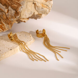1 pair classic series retro line stainless steel gold plated women Dangle Earrings h5 Picture5
